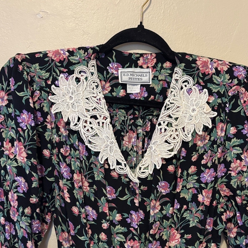 Michaels Black and Purple Floral Lace Dress - Picture 2 of 7